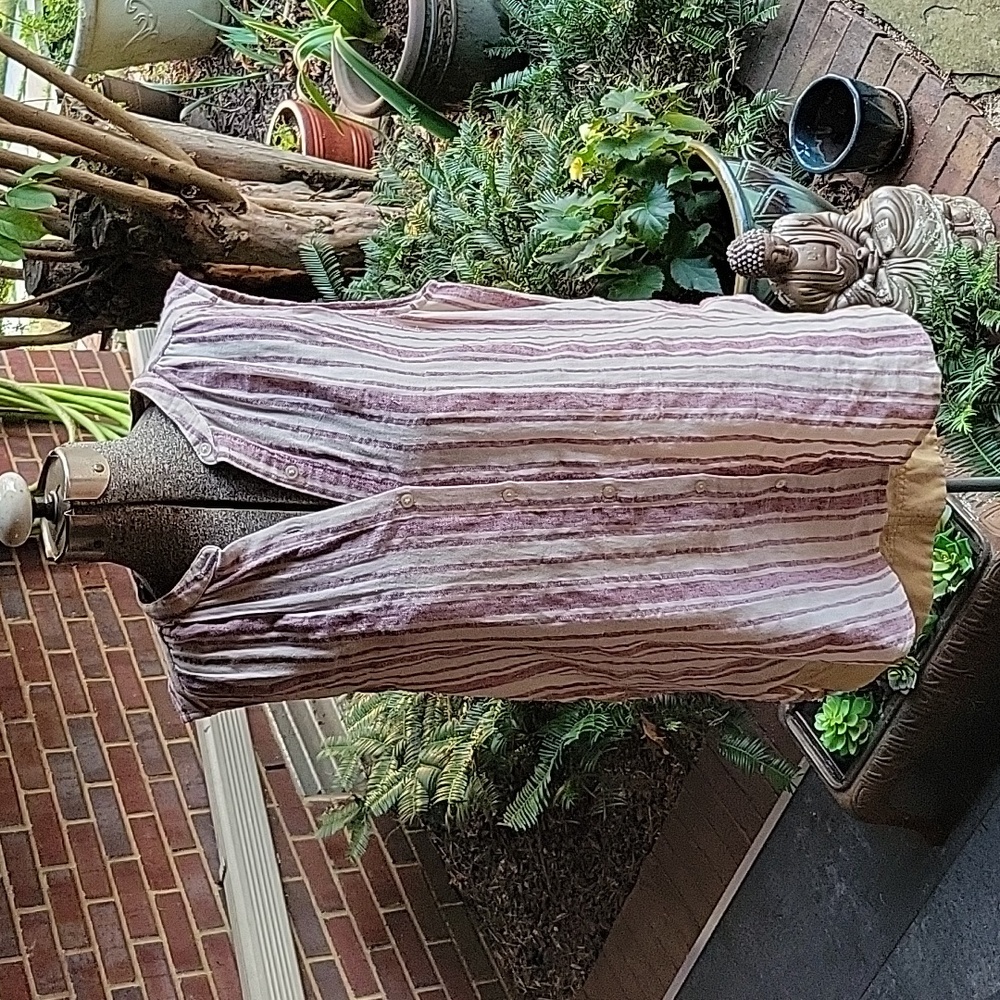 Sleeveless striped Oversized Button Up Shirt M